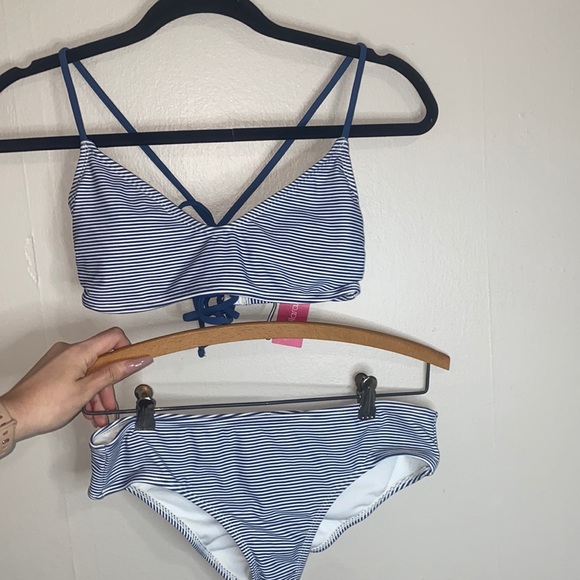 Other - 🪿Blue and white striped two piece swimsuit!